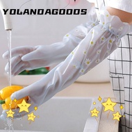 YOLA Rubber Gloves, Wear Resistant Household Products Silicone Gloves, Lengthening Waterproof Household Cleaning Cleaning Gloves