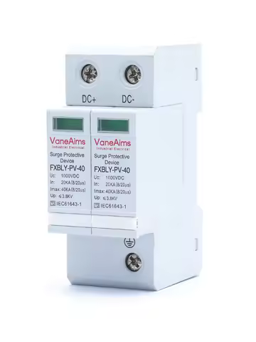 VaneAims Solar Surge Protector Din Rail Mounting DC 1000V 20KA~40KA Low-voltage Arrester Device 2P P