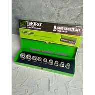 MATA TEKIRO 9 PCS SET 1/2" Star Socket Wrench Eye Star Socket E10 - E24