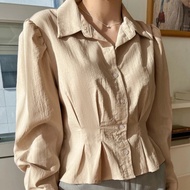 KEMEJA GBC Crop Top Puff Cotton Gangnam Shirt - Korean Style Top Blouse Wanita