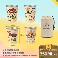 CLS Outdoor Camping 4-Piece Set Cup 304 Stainless Steel Water Cup Picnic Barbecue Beer Cup Surround 