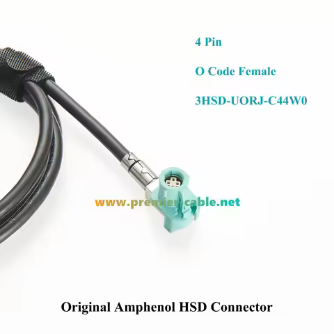 HSD 4 Pin Z Code Straight Female to O Code Right Angle Female Vehicle Car Video Camera Cable, D4K10A