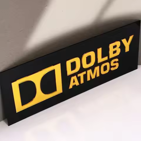 HOME CINEMA 4K Ultra HD THX KRIX DTS X Dolby Atmos ANTHEM 3D Gold Acrylic Heimkino Home Theatre Sign