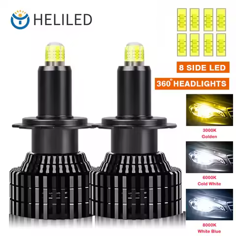 3000K 360° 8 Sides LED H7 Car Headlight Bulb 26000LM 60W H11 H8 H9 HB3 9005 HB4 9006 9012 CSP Led Au