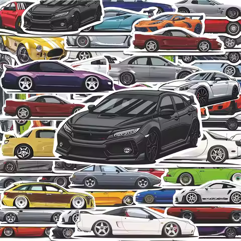 10/30/70pcs Retrofit Racing Car Cartoon Stickers Graffiti Laptop Guitar Luggage Bike Skateboard Wate