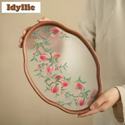 Ruyi Longevity Peach Glass Pot Bearing Holder Boutique Teapots Base Dry Bubble Table Tea Tray Coaste