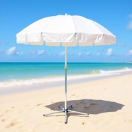 Pure White Oxford Cloth Sun Umbrella Rain Mengmeng 160cm 8-Bone Beach Umbrella Ready Stock Windproof