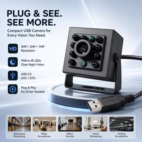 5MP Night Vision USB 2.0 OTG Micro USB Type-C Drive-Free 1080P 940nm LED IR CCTV Security UVC Androi