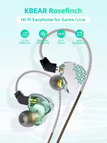 KBEAR Rosefinch HiFi In-ear Headphone OFC Detachable Audio Cable Wired Earphone Monitor Dynamic Musi