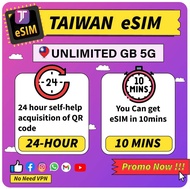 JTravel eSIM【Taiwan】Taiwan Travel Prepaid Sim Card UNLIMITED HOTSPOT  5G DATA 台湾上网卡 B