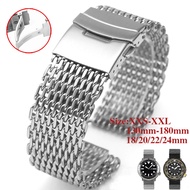 High Quality Mesh Solid Stainless Steel Watch Band for Seiko Diving Cool Shark 1.2 Coarse 4mm Thickless Adjustable Watch Strap for Citizen 18/20/22/24mm Universal Luxury Milanese Loop Women Men Business Wristband