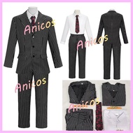 Wednesday The Addams Family Gomez Addams Cosplay Costume Black Striped Blazer Pants Vest Shirt Tie S