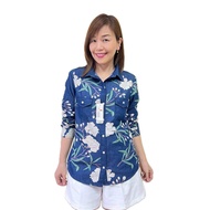 เสื้อยีนส์ Cowden ลาย white floral เสื้อยีนส์คอปก เสื้อเชิ้ต แขนยาว ปกเชิ้ต เสื้อยีนส์คอปก เสื้อยีนส