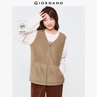 Giordanoผู้หญิง กระเป๋าจิงโจ้ขนแกะ เสื้อกั๊กคอวี Free Shipping 13372819
