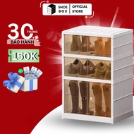 Shoe Cabinet Neatly Folded Shoe BOX 3 Floors 9102-2-1G ABS Plastic Material, Convenient Smart Shoe BOX