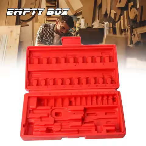 46pcs Set Capacity Empty Box Red Ratchet Tools Storage Box 1/Inch 6.35 Ratchet Sleeve Repair Tool，Au