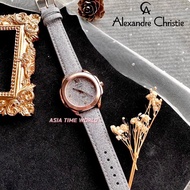 [Original] Alexandre Christie 2A28 LHLRGDG Women Watch with Silver sparkling dial and Leather Strap