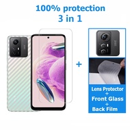 3-in-1 Redmi Note 12s Screen Protector Tempered Glass Film For Xiaomi 12T Pro Redmi Note 11 12 11s 12S Pro Plus 5G Tempered Glass Protective Film + Camera Lens Protect