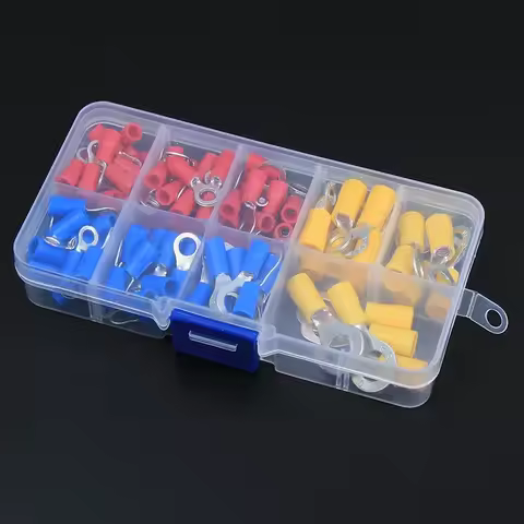 128PCS Insulated Ring Terminal Kit RV1.25 RV2 RV5.5 Crimp Connectors for Automotive Solar & Electric