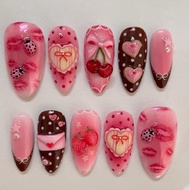 Summer Beach Painted Wearable Nails Artistic Patch Flowers False Butterfly Nail Love R4u2
