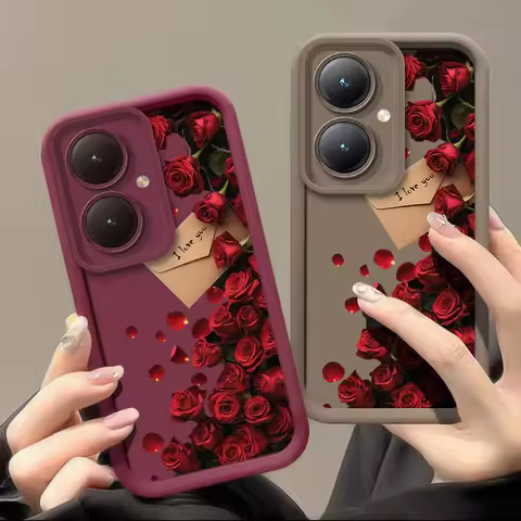 Retro Rose Flowers Case For Vivo Y36 Y72 Y67 Y55 Y53S Y51A Y51 Y50 Y36 Y35M Y35 Silicone Shockproof 
