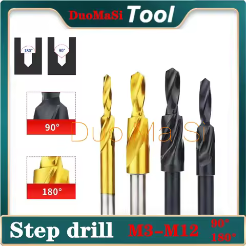 1PCS Counterbore Twist Step Drill 90/180 Degree Cobalt-containing HSS M3 M4 M5 M6 M8 M10 M12 Metal D
