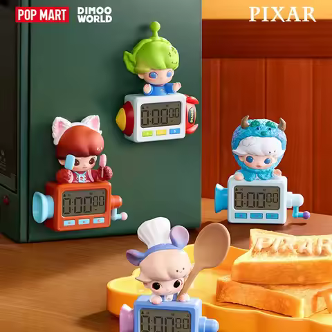 POPMART DIMOO WORLD PIXAR Series Timer Refrigerator Magnet Blind Box Guess Bag Desktop Decoration Cu