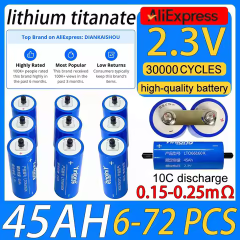 Grade A cells 2.3V 45Ah Original yinlong Ito Lithium titanate Rechargeable 10c discharge DIY 48v 24v