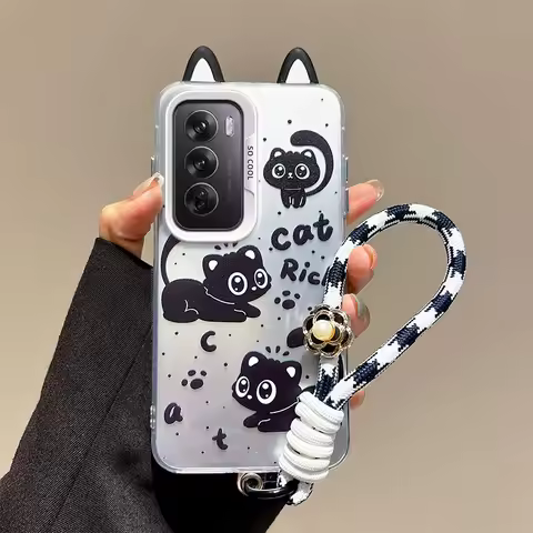 3D Cute Ear Cat Claws Dog Cartoon Phone Case For OPPO Reno 12 11 4 5 F K 8 7 6 Lite 11F 4F 5F 5K 7Z 