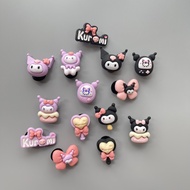 Combo 14 Jibbitz Sticker Charm 3D chủ đề Kuromi DIY nhựa cứng gắn Dép Crocs Cross Dép Sục Cá Sấu May