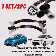 PERODUA BEZZA 2016 CONVERT TO  2020-2024 BEZZA LED SPEC PLUG AND PLAY HEADLAMP SOCKET