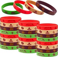 24 Packs Thanksgiving Silicone Wristbands for Kids Happy Harvest Party Rubber Bracelets Bulk Silicone Bracelets, Turkey Maple Leaf Pumpkin Hazelnut Cake for Thanksgiving Party Supplies