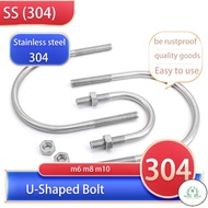 GD 【 M6 M8 M10 】 U-Shaped Bolt 304 Stainless Steel U-Shaped Screw U-Shaped Clamp U-Shaped Tube Ridin