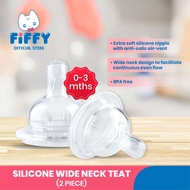 FIFFY Wide Neck Nipple (2pcs) Puting Botol Susu Wide Neck Puting Botol Avent Classic [S,M,L]
