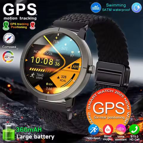 Smartwatch GPS Six-star positioning HD AMOLED Watches Compass Altitude pressure 170+ Sport Modes GPS