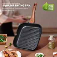 Jesobo Non Stick Thick Square Grill Pan 24CM Granite Flat Beef Steak frying Pan Gas and Induction co