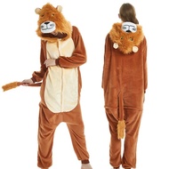 ฤดูใบไม้ร่วง ฤดูหนาว สุนัขจิ้งจอกสีเหลือง การ์ตูน All-in-one ชุดนอน เสื้อผ้าประจําบ้านประสิทธิภาพคู่