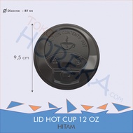 Lid Hot Paper Cup/Tutup Gelas Kertas Hitam Per Pcs - 12 oz (MOQ. Kelipatan Dari 50 Pcs)