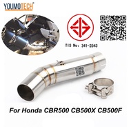 สำหรับฮอนด้า cbr500 cbr500r cb500x cb500f 2013-2021 รถจักรยานยนต์ไอเสียท่อไอเสียกลางดัดแปลงการเชื่อม
