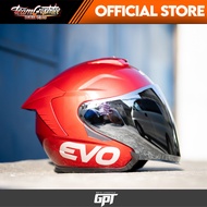 EVO RX-5 GLOSSY RED (SILVER IRIDIUM LENS) HALF FACE DUAL VISOR HELMET WITH FREE CLEAR LENS