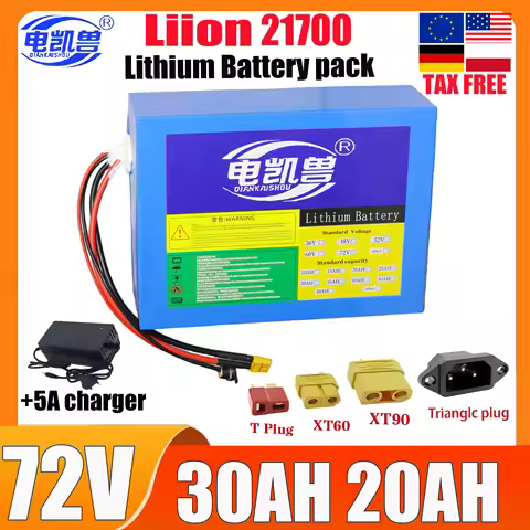 lithium battery pack 72V 30Ah 20Ah 21700 built-in BMS 0-3500W motor high-power rechargeable battery 