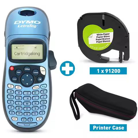 Dymo LetraTag LT-100H Label Printer with LT100H Label Maker Storage Case Travel Protective Carrying 