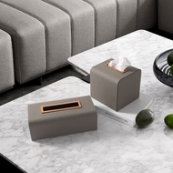 Rzone Simple Modern Leather Wooden Tissue Box Model Room Restaurant Desktop Beige Rectangular Paper 