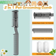 IARMARIOQR Dogs Razor Comb, Durable Universal Pet Razor Comb, Safe Cleaning Brush Pet Hair Cutter