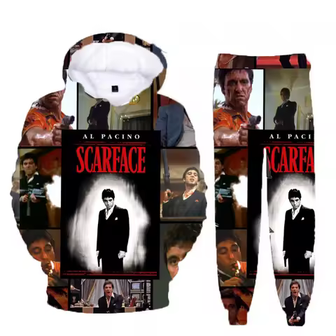 Hot Sales Classic Movie Scarface Tony Montana 3D Print Hoodie Suit Men Sweatshirts Sweatpants Casual
