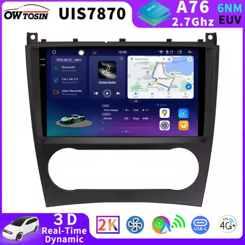 QLED 2K Android 13 7870 12G+256G Car Radio Player GPS For Mercedes Benz C CLC G Class S203 CL203 W20