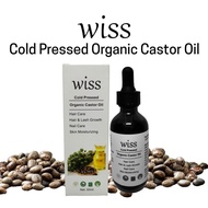 Wiss Organic Cold Pressed Hexane Free Pure Castor Oil for Eyelash Eyebrow Rejuvenates Skin Nail Care Body Oil 60ml