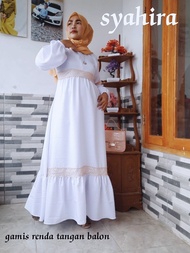 Baju Gamis Warna Putih Wanita Remaja Dewasa Mewah Elegan Manasik Haji Terbaru 2023 Dress Perempuan M