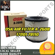 OSK AIR FILTER A-2608 HINO DUTRO 7TON WU720 XZU WU410 300 EURO4 A2608 OSK AIR FILTER 17801 78110 OSK