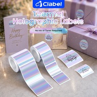 CLABEL Holographic Thermal Sticker Premium Laser Label Roll DIY Handmade Gift Packaging Aesthetic St